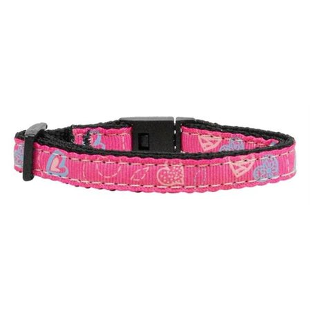 UNCONDITIONAL LOVE Crazy Hearts Nylon Collars Bright Pink Cat Safety UN749581